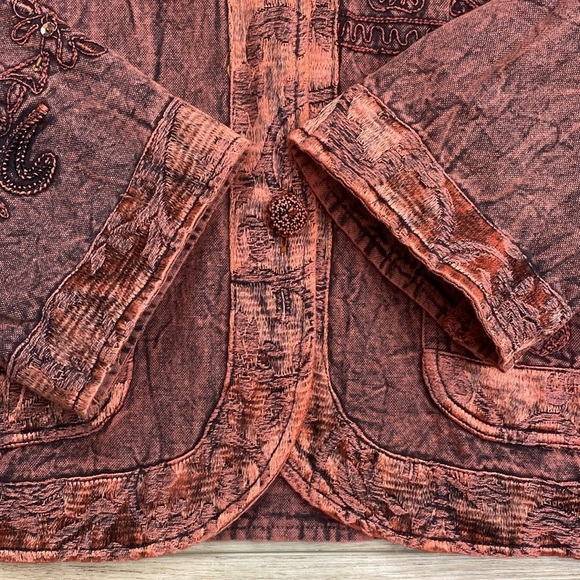 Vintage Flashback Embroidered Jacket Artsy Acid‎ Wash Appliqué - Picture 9 of 16